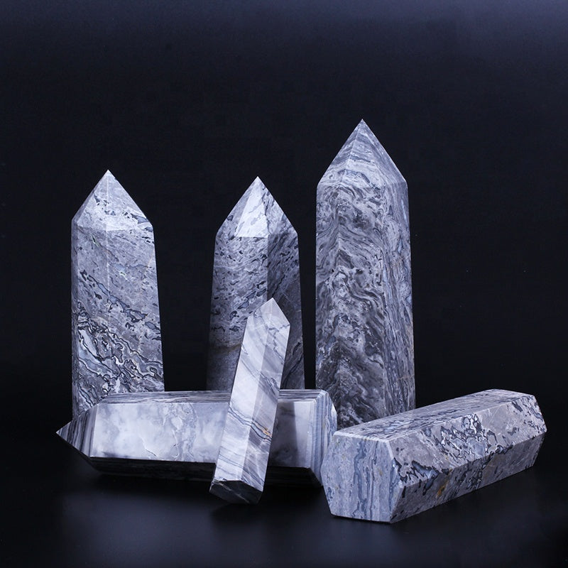 Natural Crystal Wand Picasso Jasper Quartz Crystal Tower