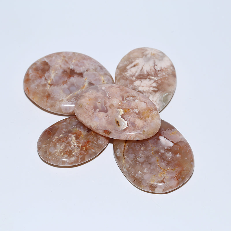 Natural Polished Quartz Crystal Stone Cherry Blossom Agate Palm Stone For Healing