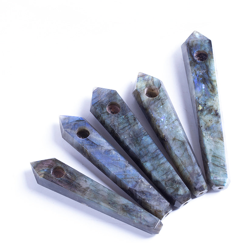 Natural crystal smoking tube, quartz crystal wand