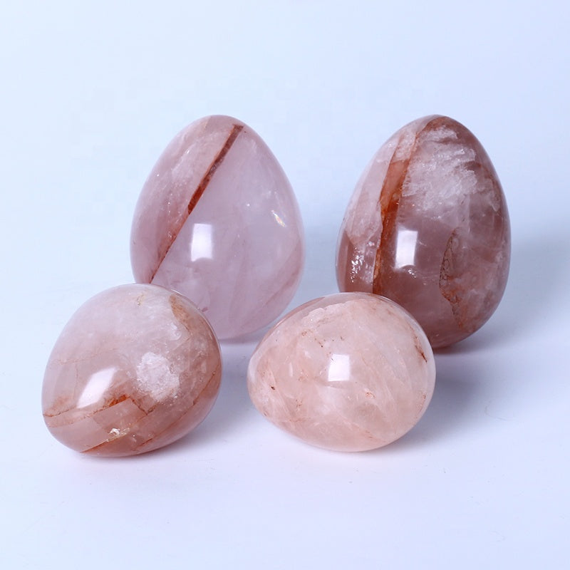 New arrival Healing Crystal Reiki Gemstone Collectible Decorative Red Fire Quartz Crystal Eggs For Gifts