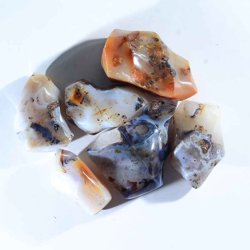 Estatua de aura con forma libre de cristal de ágata de planta acuática Natural Madagascar