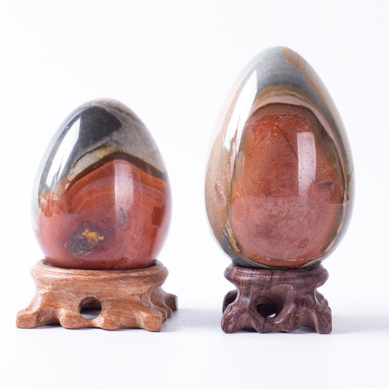 Huevo de ágata oceánica pulido con cristal natural