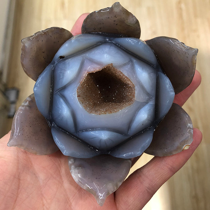 Venta al por mayor de loto de geoda de ágata de cristal tallado Natural disponible para decoración