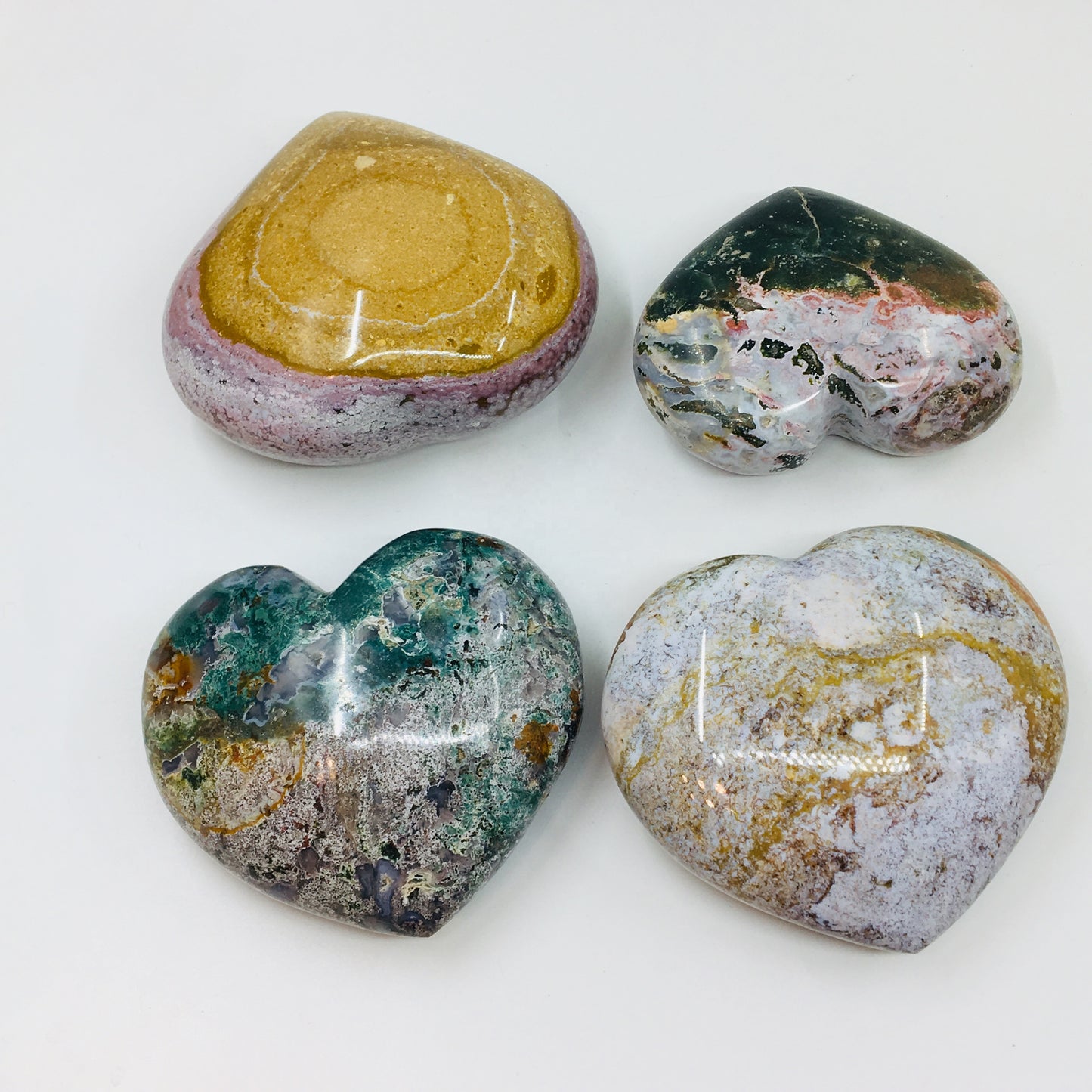Hand Carved Natural Ocean Jasper Love Hearts Crystal Healing Heart Shape Stones for Decoration