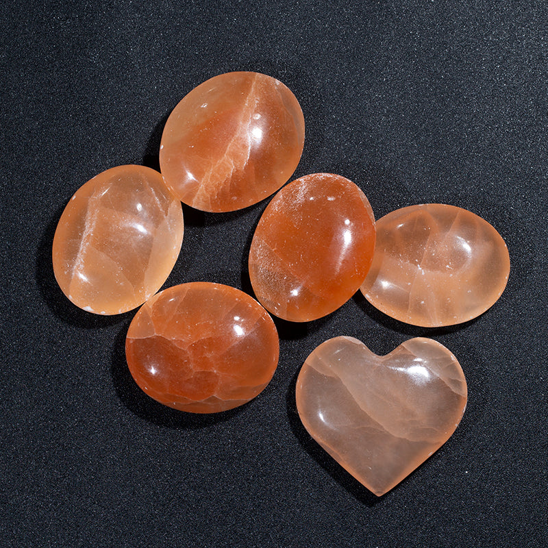 Natural morocco gypsum palm stone healing orange selenite stone