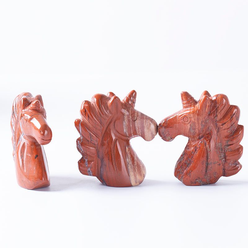 Unicornio cristal de unicornio jaspe rojo hecho a mano