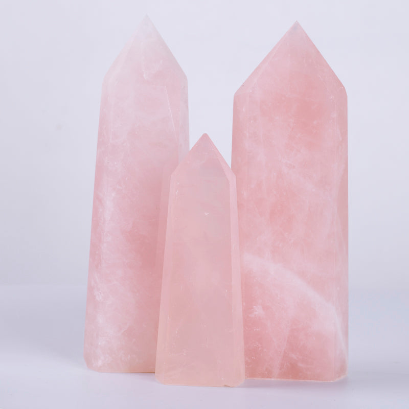 Natural crystal quartz point crystal pink rose stick