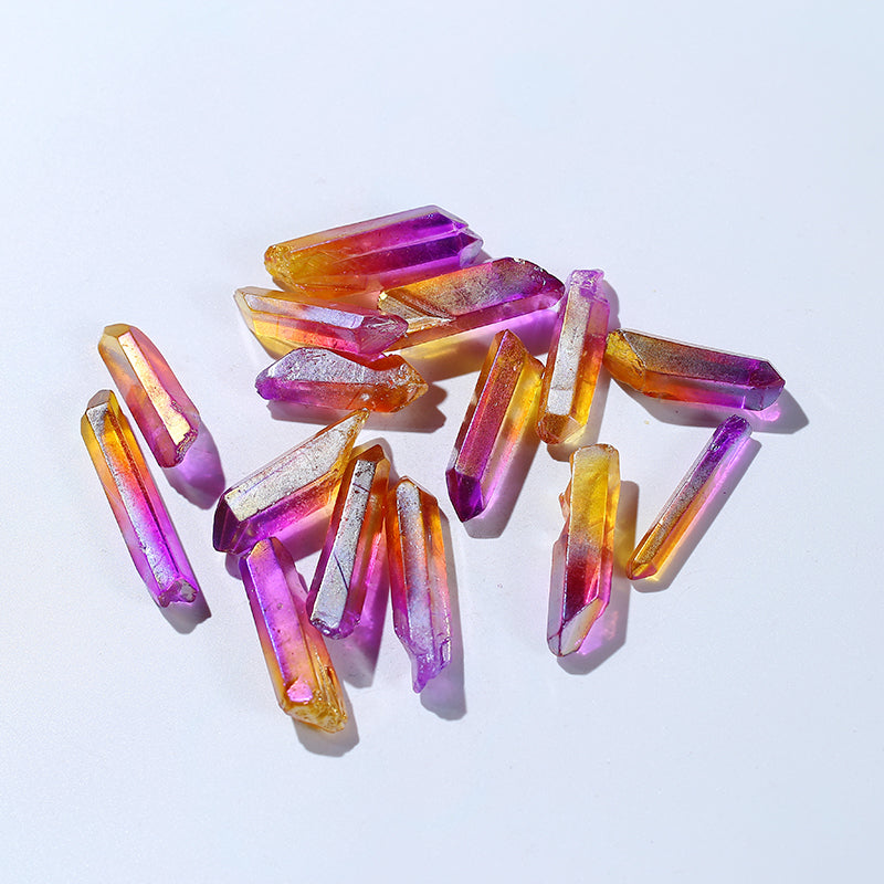 Varilla de cristal de aura de la suerte bicolor natural