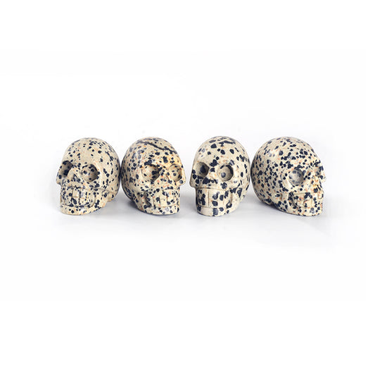 Escultura de calavera de 2 pulgadas con piedra preciosa de jade de Dalmacia