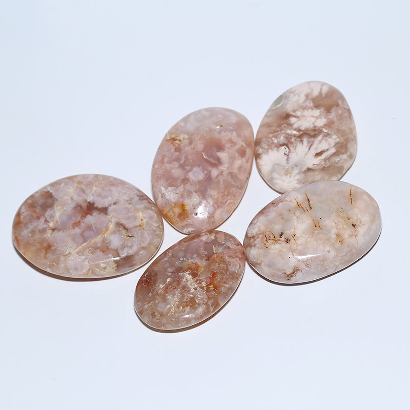Natural Polished Quartz Crystal Stone Cherry Blossom Agate Palm Stone For Healing