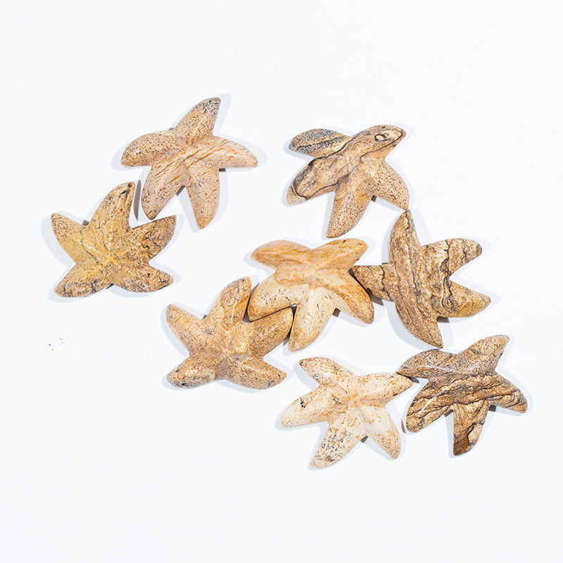 Natural semi-precious stone picture stone jasper carved starfish for pendant