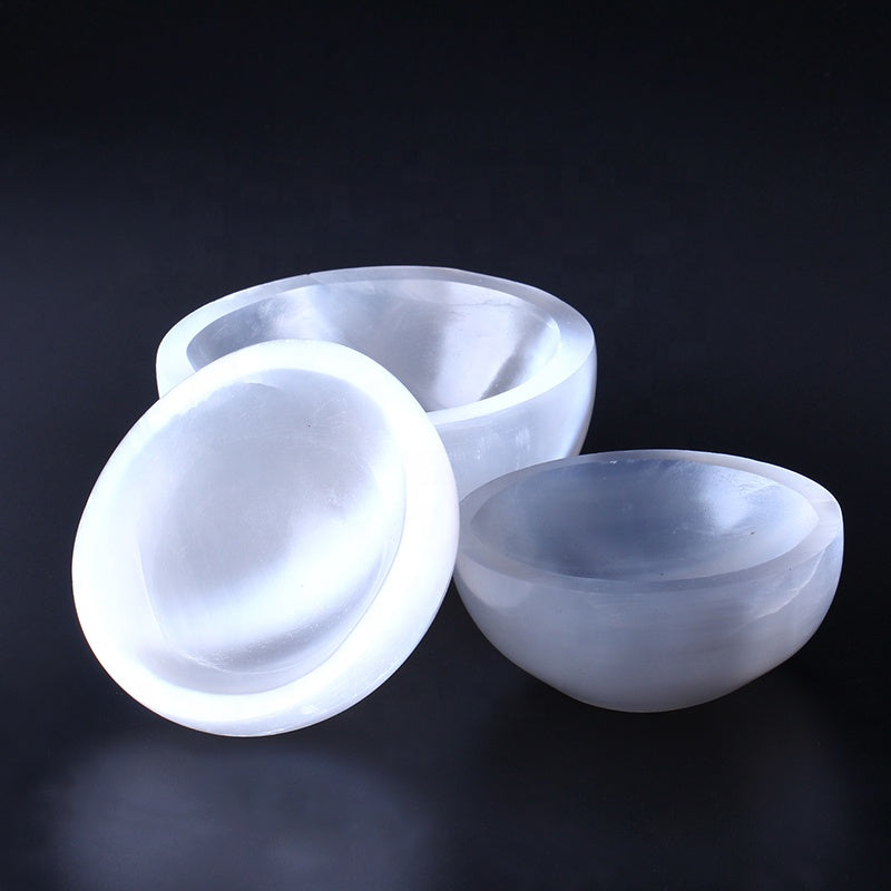 Natural High Quality Hand Made Craft Selenite Crystal Bowl Round Shape Selenite Bowl For Home Decoration