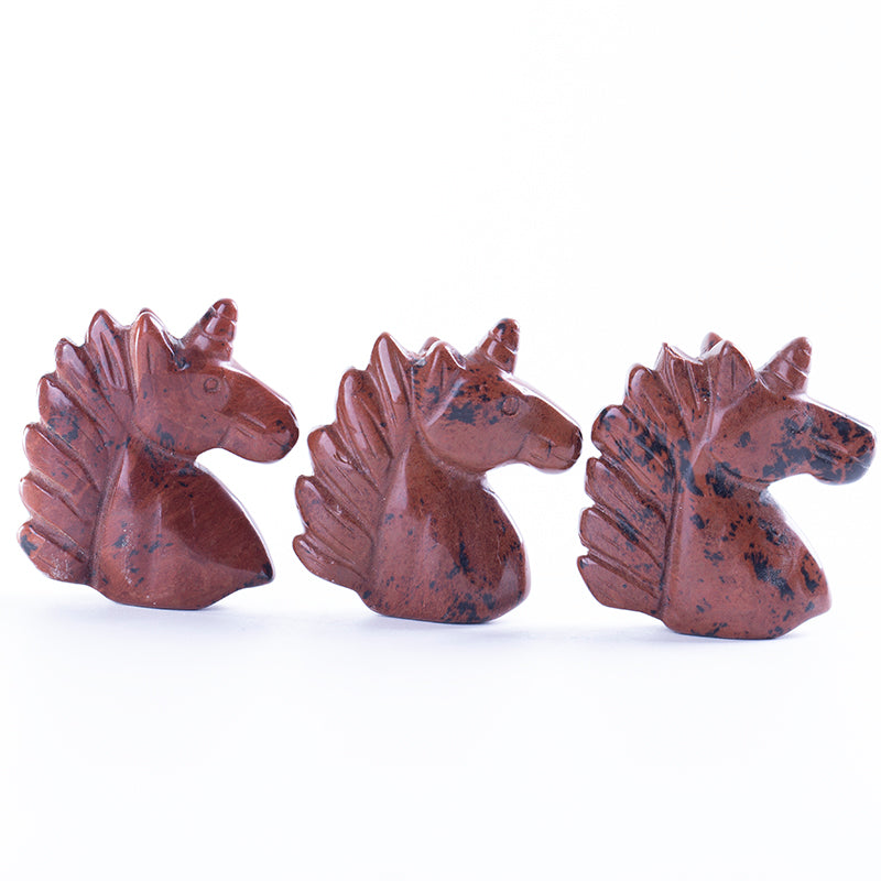 Crystal carving red obsidian unicorn