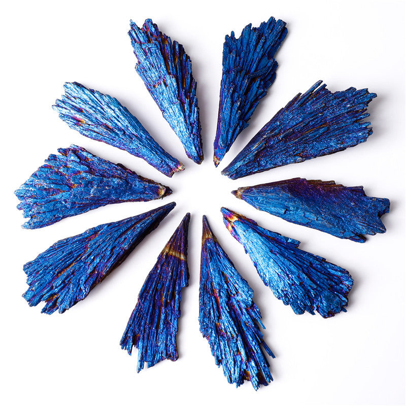 Wholesale Electroplate Natural Peacock Feather Crystal Clusters Black Tourmaline for Gift