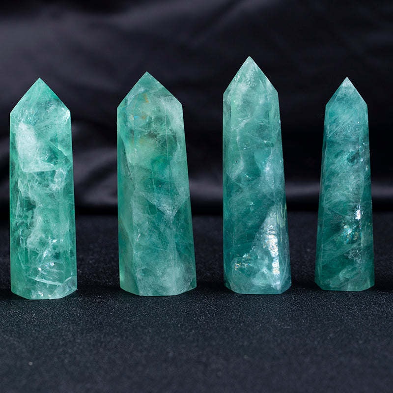 High quality natural crystal wand green fluorite stone crystal dots