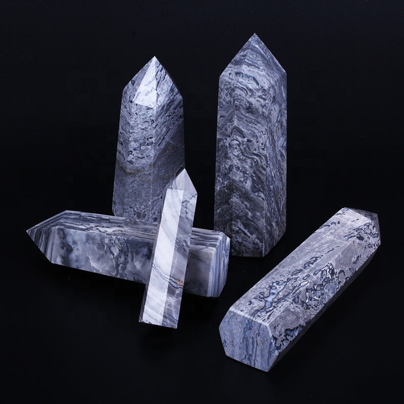 Natural Crystal Wand Picasso Jasper Quartz Crystal Tower