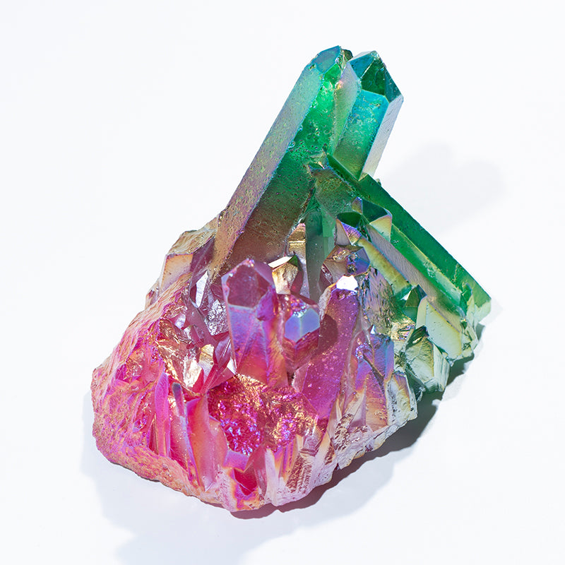 Venta al por mayor de puntos de varitas curativas de cuarzo de racimo de cristal rojo y verde de galvanoplastia