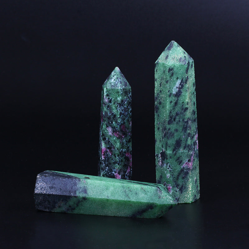 Crystal wand green ruby zoisite wand point quartz crystal tower semi-precious original ruby