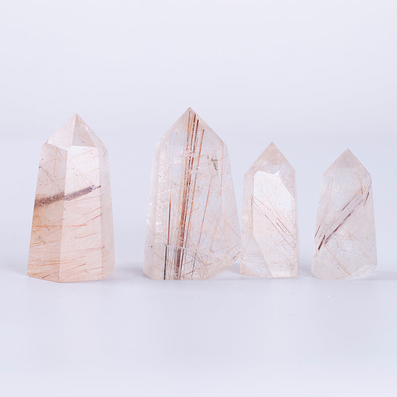 Venta al por mayor de puntos de varita de cristal de Reiki de Cuarzo rutilado de oro Natural para regalo
