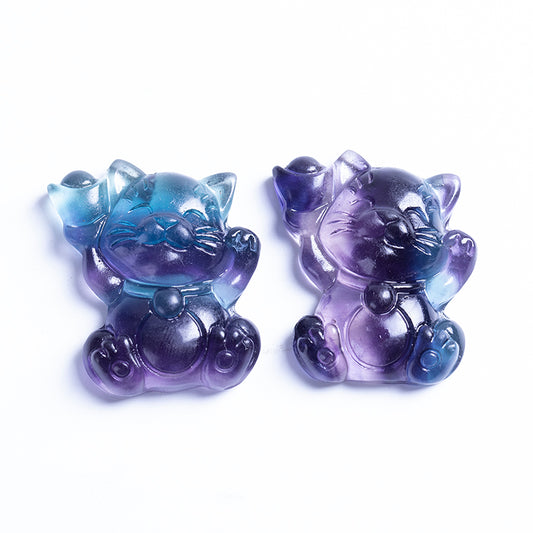 Venta al por mayor hermoso colgante de cristal de fluorita Natural tallado en cristal de fluorita arcoíris Animal