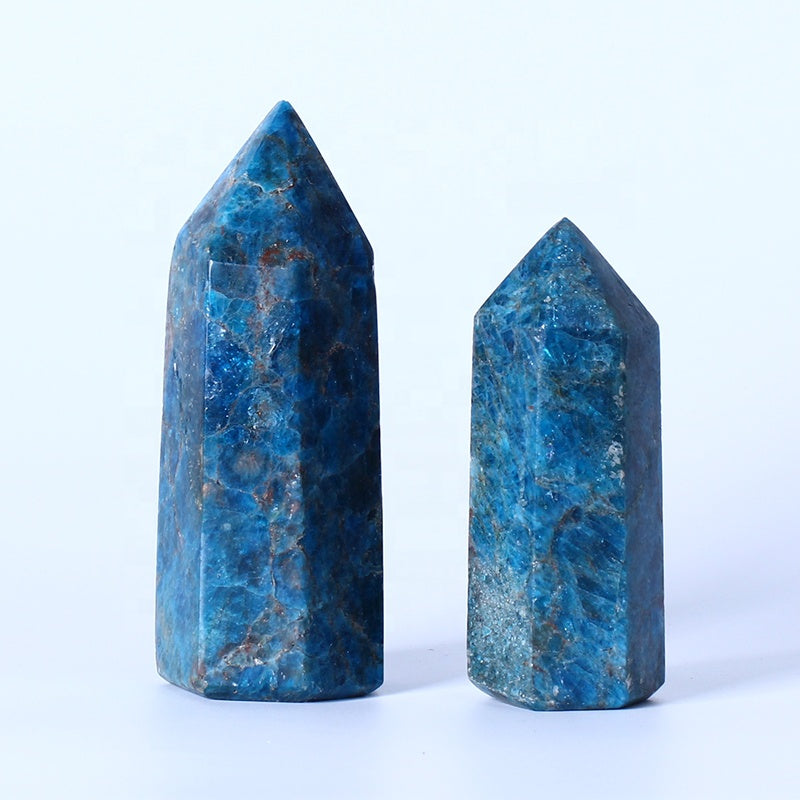 Polished Blue Apatite Obelisk Point Wand Tower Tock Crystal Single Points