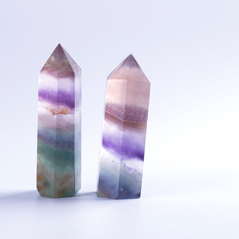 Natural Rainbow Colorful Fluorite Crystal Point Healing Crystal Obelisk
