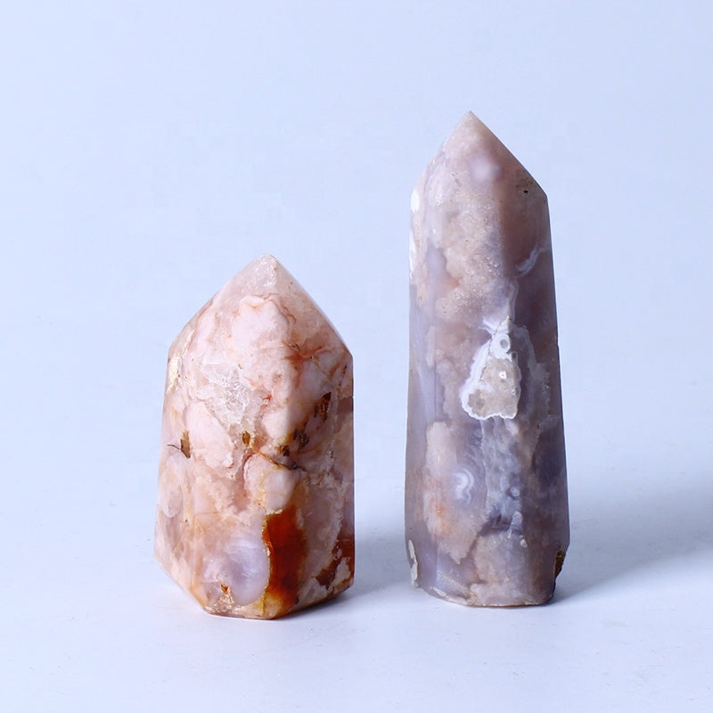 Natural Crystal Wand Cherry Blossom Agate Crystal Tower Point