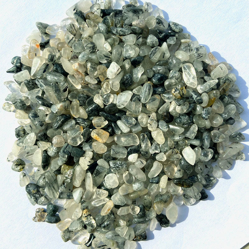 Grava de cristal de aceite rodante de cuarzo de pelo negro