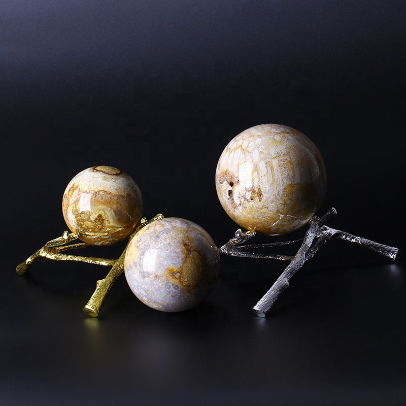 Natural Healing Coral Jade Crystal Ball Crystal Sphere For Decoration