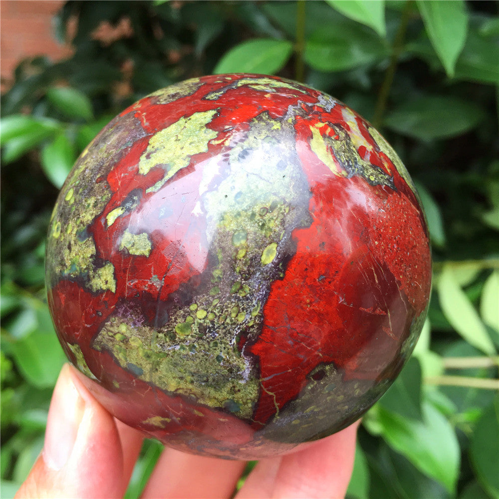 Natural Dragon Blood Stone Jasper Crystal Ball