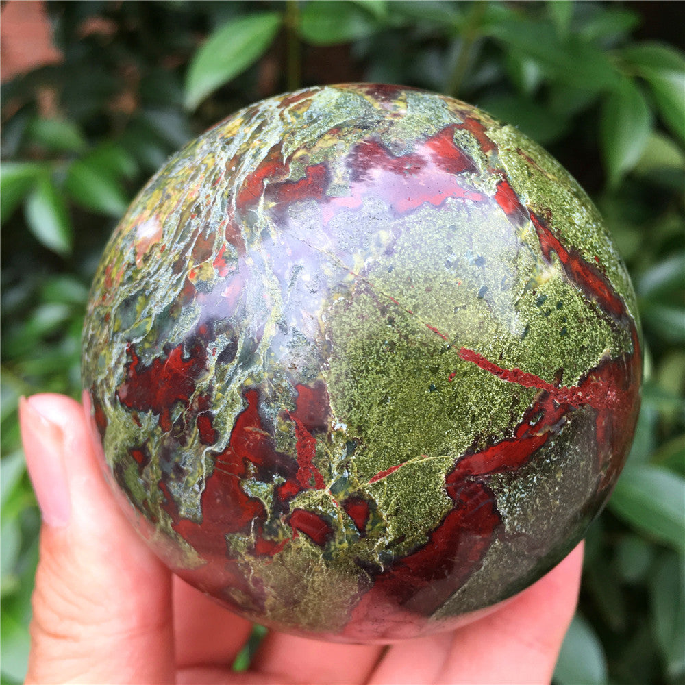Natural Dragon Blood Stone Jasper Crystal Ball