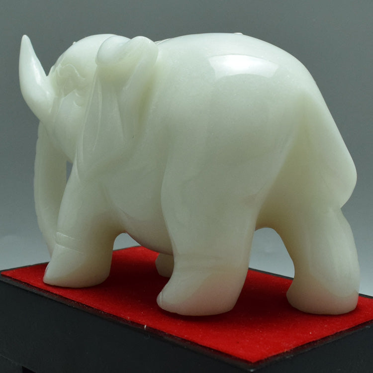 Oriental natural jade elephant ornaments Liaoning Xiuyan Jade carving towards success jade porch Feng Shui fortune jade ware