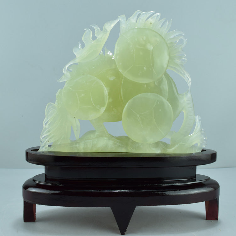 Adorno de joyería Oriental Xiuyu Qilin Liaoning Xiuyan Jade tallado natural joyería piedra original hogar feng shui jade