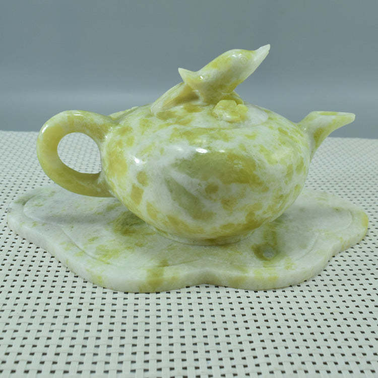 Adorno Oriental Xiuyu, juego de té Xiuyu, adorno natural Liaoning Xiuyan Jade, juego de té, juego de vino, adorno, artículos para el hogar