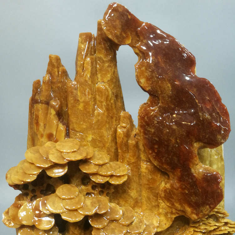 Oriental natural jade ornaments hand carved Liaoning Xiuyan Zhaocai living room office clothes