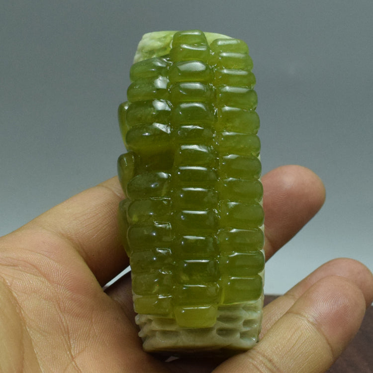 Oriental Xiuyan Jade handle natural boutique Liaoning Xiuyan flower jade bud rice carving collection