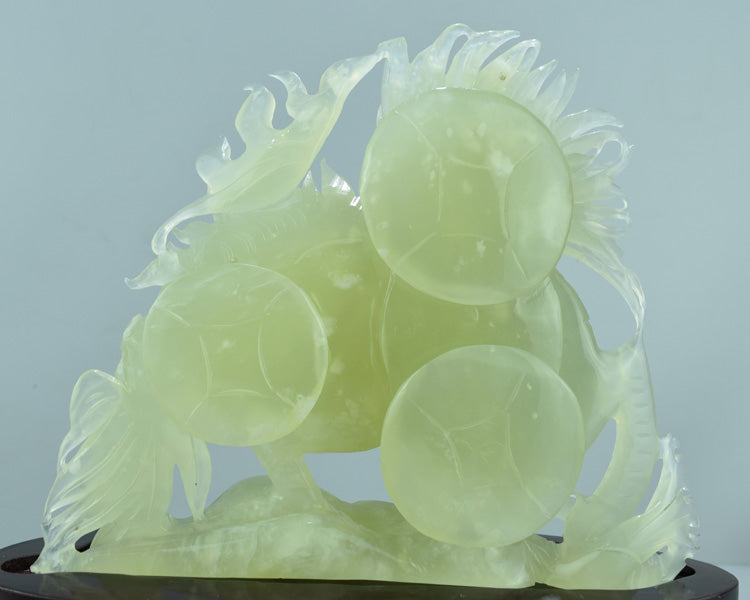 Adorno de joyería Oriental Xiuyu Qilin Liaoning Xiuyan Jade tallado natural joyería piedra original hogar feng shui jade