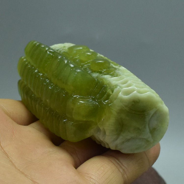 Oriental Xiuyan Jade handle natural boutique Liaoning Xiuyan flower jade bud rice carving collection