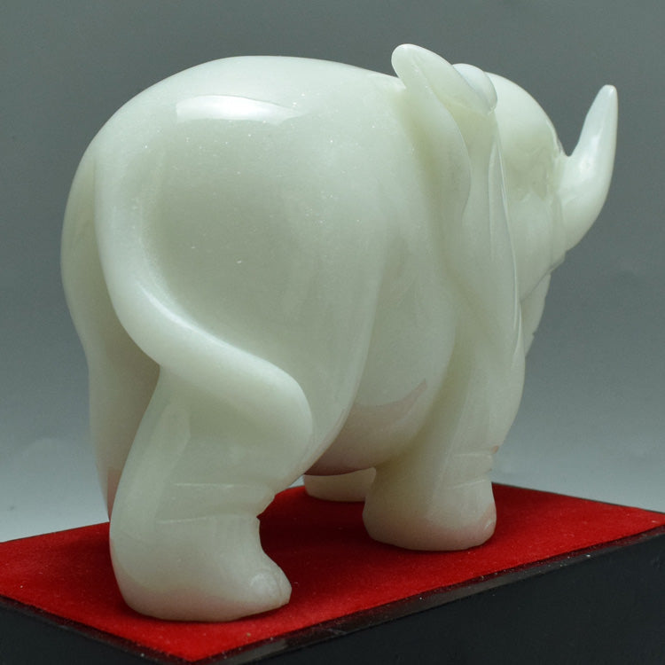 Oriental natural jade elephant ornaments Liaoning Xiuyan Jade carving towards success jade porch Feng Shui fortune jade ware
