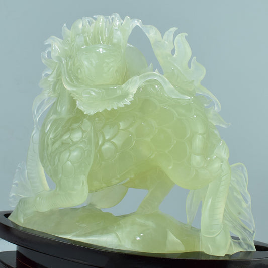 Adorno de joyería Oriental Xiuyu Qilin Liaoning Xiuyan Jade tallado natural joyería piedra original hogar feng shui jade