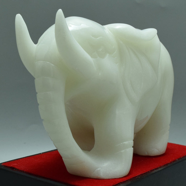 Oriental natural jade elephant ornaments Liaoning Xiuyan Jade carving towards success jade porch Feng Shui fortune jade ware