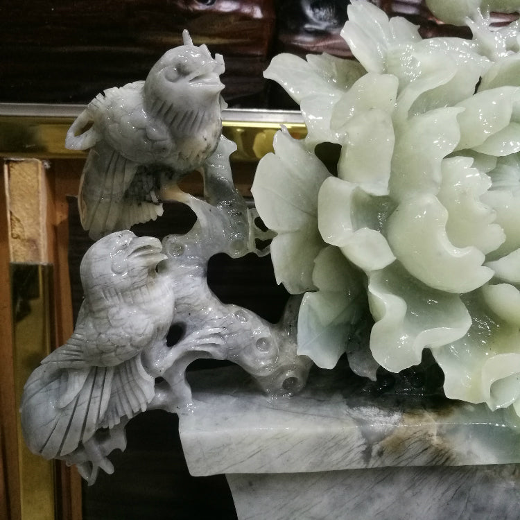 Oriental Xiuyu jade flowers blooming wealthy ornaments jade and peony flower boutique natural hand-carved