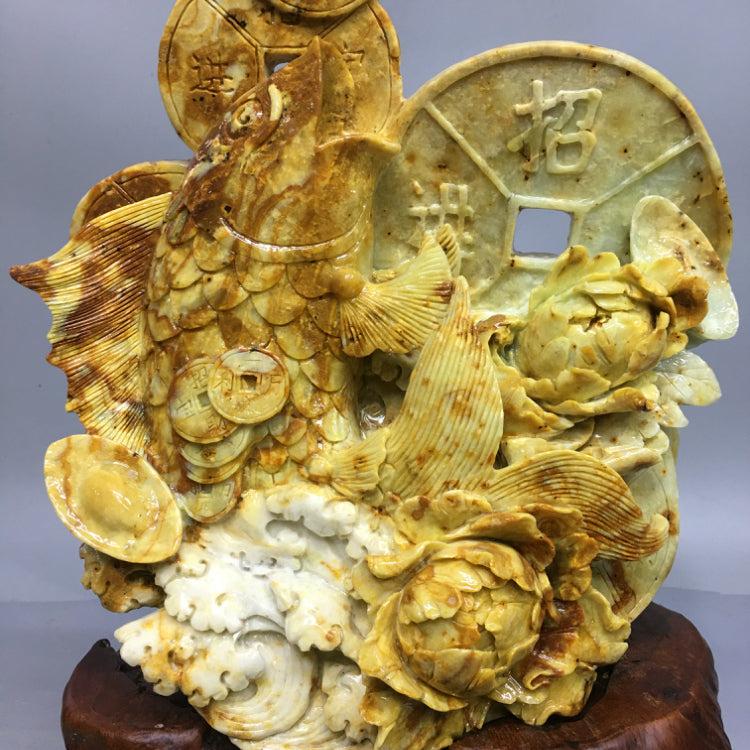 Oriental natural jade ornaments hand carved Liaoning Xiuyan Zhaocai living room office clothes