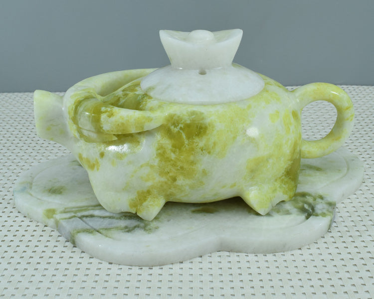 Adorno Oriental Xiuyu, juego de té Xiuyu, adorno natural Liaoning Xiuyan Jade, juego de té, juego de vino, adorno, artículos para el hogar