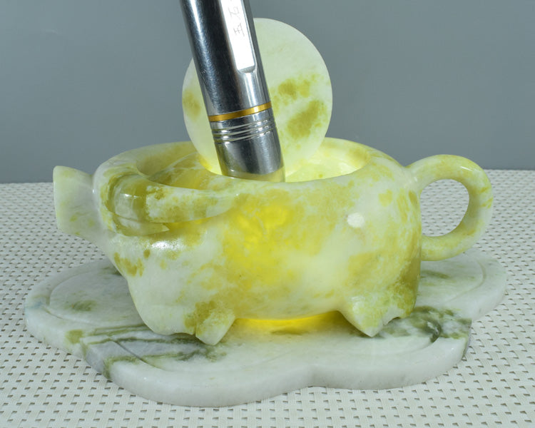 Adorno Oriental Xiuyu, juego de té Xiuyu, adorno natural Liaoning Xiuyan Jade, juego de té, juego de vino, adorno, artículos para el hogar