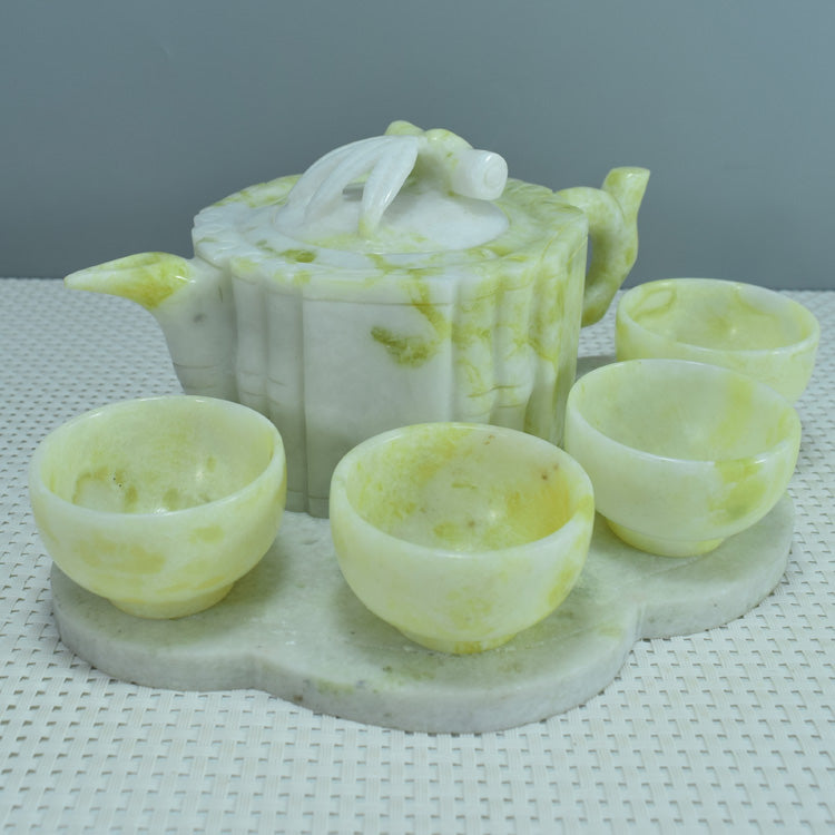 Adorno Oriental Xiuyu, juego de té Xiuyu, adorno natural Liaoning Xiuyan Jade, juego de té, juego de vino, adorno, artículos para el hogar