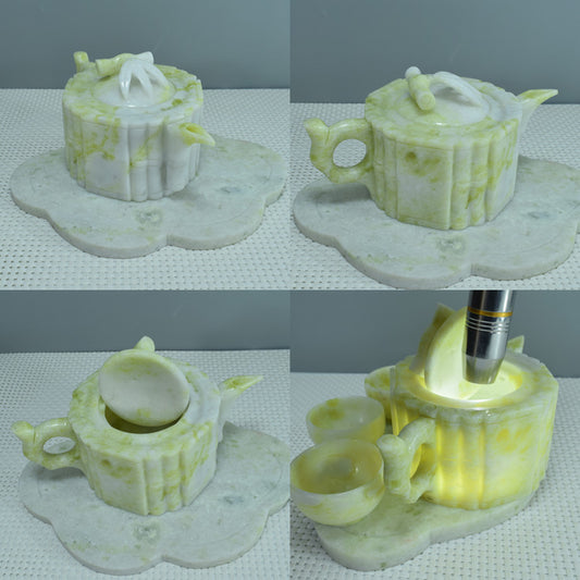 Adorno Oriental Xiuyu, juego de té Xiuyu, adorno natural Liaoning Xiuyan Jade, juego de té, juego de vino, adorno, artículos para el hogar