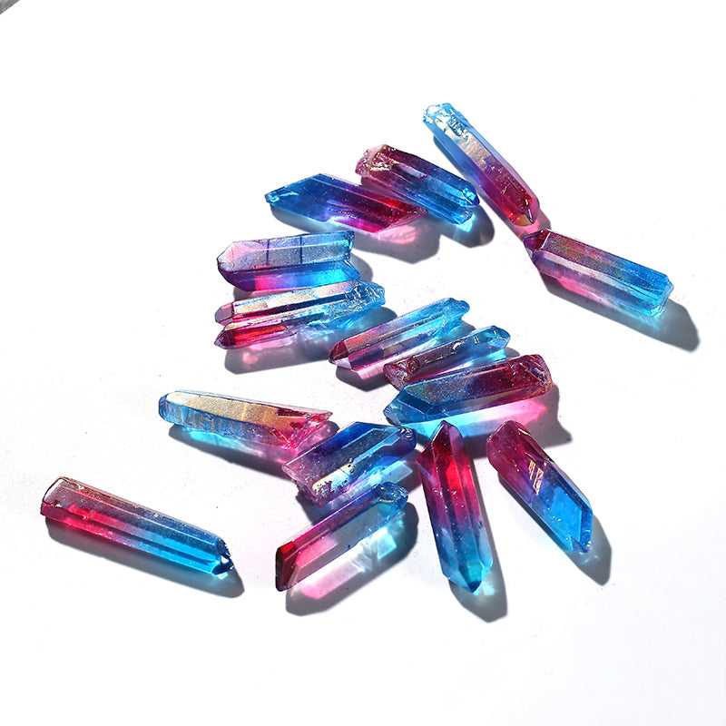 Hot Sale Natural Double Color Blue Red Aura Crystal Wand Points for Pendant