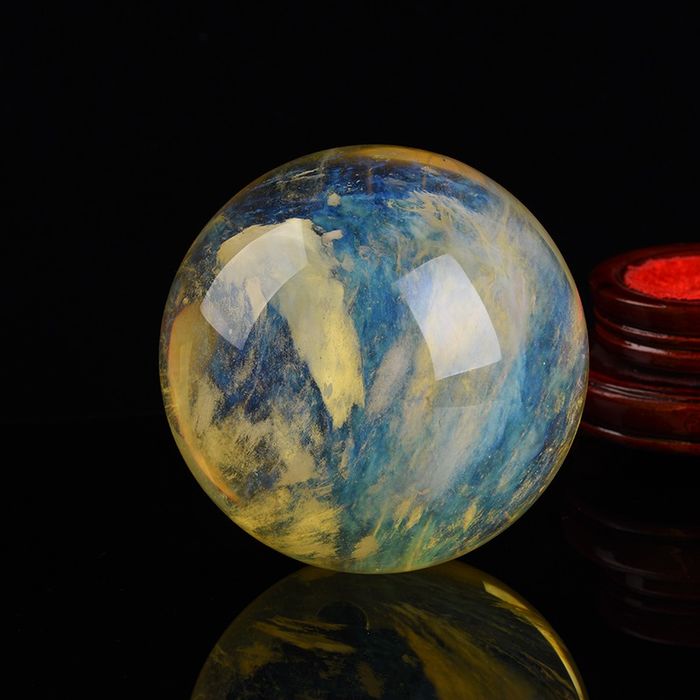Yellow Smelting Stone Crystal Quartz Sphere
