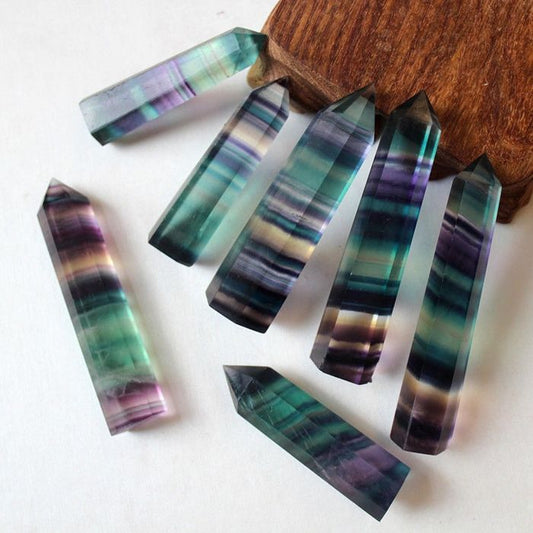 Natural rainbow fluorite quartz tower